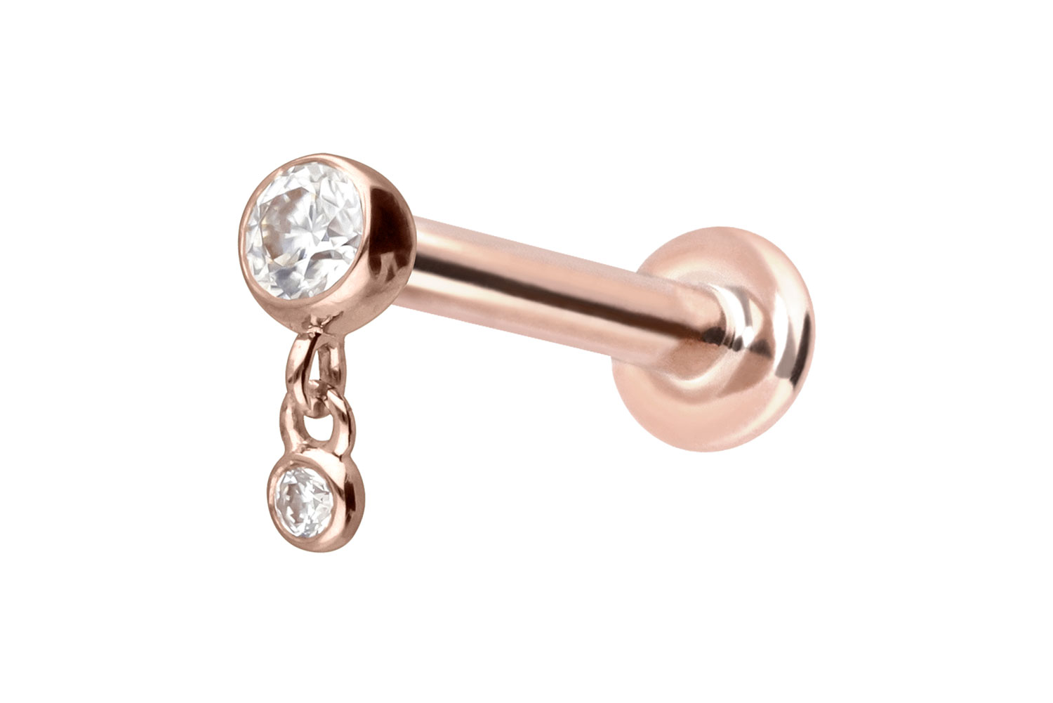 14 Karat Gold Labret Piercing mit Innengewinde 2 MOISSANITE